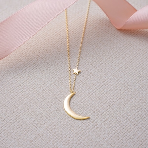 Dainty moon star necklace, Celestial necklace in 925k silver, bridesmaid gift for her, wedding gift for women, valentines day gift for her image 4