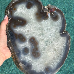 Rebanada de ágata grande - 5 libras 10 oz (2556 g) - ¡Viene con un soporte de exhibición GRATIS! - Rebanada de ágata premium - Rebanada de ágata natural