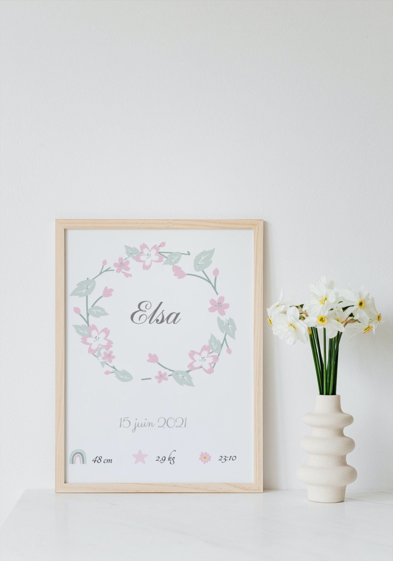 Affiche Naissance Personnalisée avec Prénom Pour Chambre Enfants