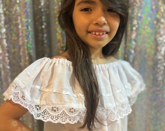 Youth White Folklorico Ruffle Blouse