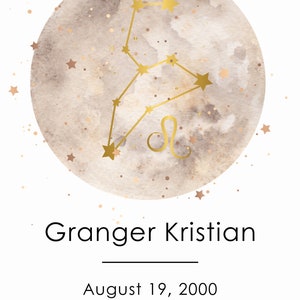 Personalized Baby Wall Art, Zodiac Wall Art, Custom Baby Print, Gift for New Parents, Moon Print, Baby Star Map, Constellation Print