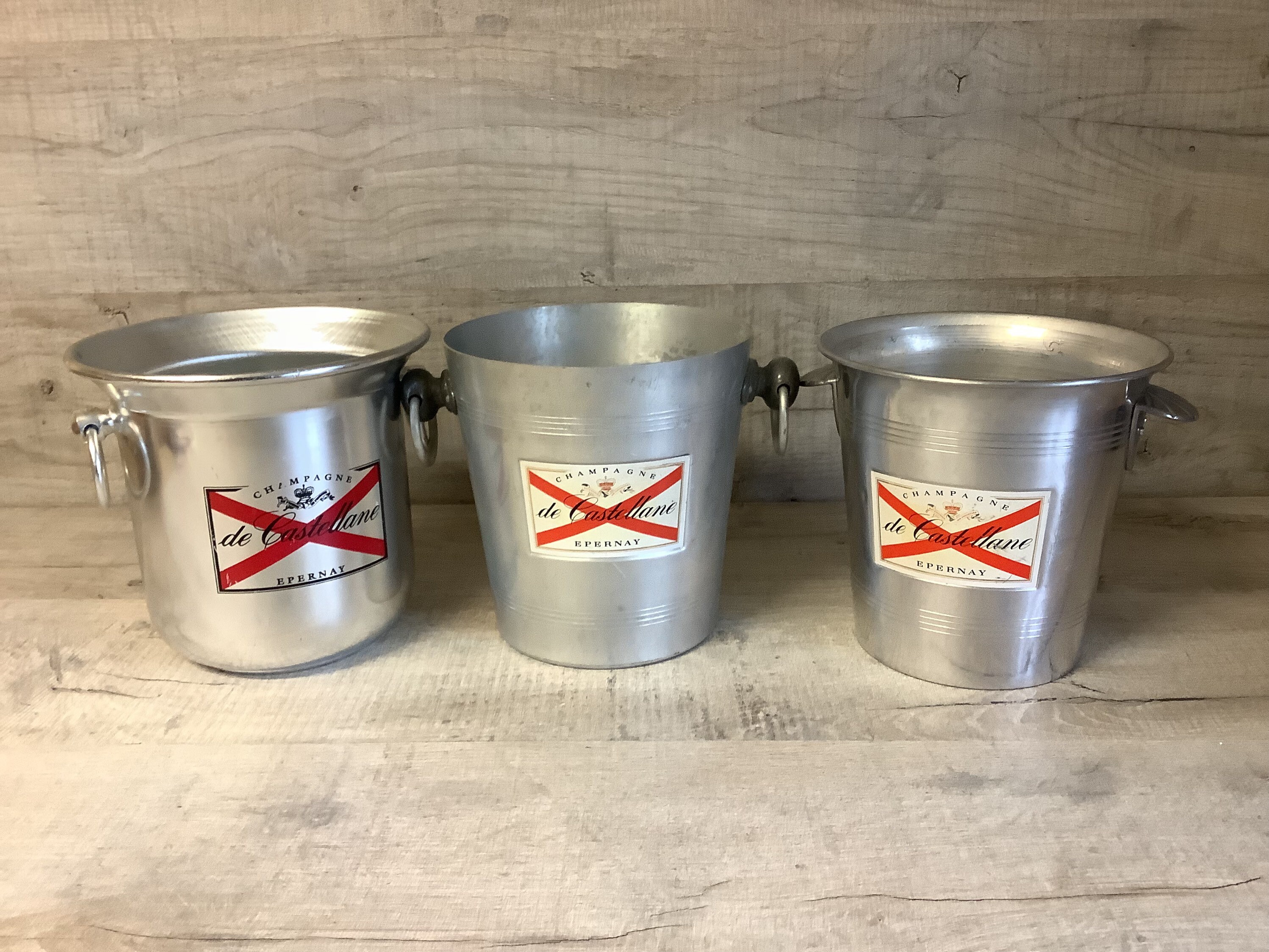 3 X Seau Champagne/Champagne Ice Bucket Cooler Vintage Made in France