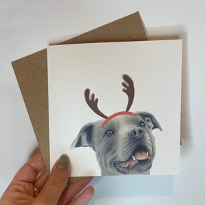 Carte de Noël Staffordshire Bull Terrier, carte de Noël Staffie, carte saisonnière Staffie, carte de Noël chien, carte de Noël amusante
