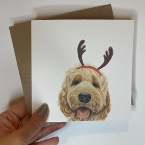 Cockerpoo-kaart, cockerpoo-kerstkaart, seizoenskaart cockerpoo, hondenkerstkaart, leuke kerstkaart, seizoenskaart honden