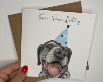 Happy dog card 'Have a pawsome birthday', Springer Spaniel card, Pointer card, dog birthday card