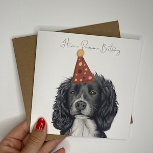 Cocker épagneul 'Avoir une carte d’anniversaire pawsome', Carte d’épagneul, Carte cocker de travail, Carte d’anniversaire de chien, Carte de chien drôle