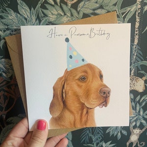 Vizsla Hund 'Have a Pawsome Birthday' Karte, Vizsla Karte, Hundekarte, Blanko Hundekarte