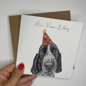 Springer spaniel 'Have a pawsome birthday card', Carte d’épagneul, Cocker Spaniel Card, Carte d’anniversaire de chien, Carte de chien drôle