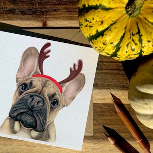 Französische Bulldogge Weihnachtskarte, Bulldogge Weihnachtskarte, Hund Weihnachtskarte