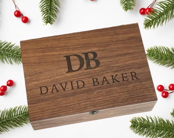 Personalized Memory Keepsake Wooden Box - Christmas Gift Box for Him, Her, Boyfriend, Girlfriend, Son Daughter Couple Anniversary Engagement