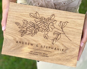 Scatola di legno per la personalizzazione natalizia, ricordo, amore - Scatola di posta per biglietti di nozze, regalo di coppia per lui, lei, fidanzato, fidanzata