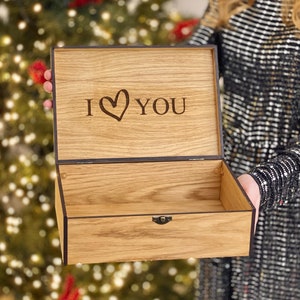 Scatola ricordo personalizzata in legno per Natale, matrimonio, fidanzamento, anniversario, regalo di coppia per lui, lei, fidanzato, fidanzata, sorella, fratello