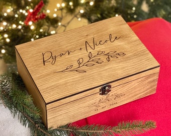 Valentines day Christmas Gift, Couple, Engagement, Wedding Gift for Him Her, Boyfriend Girlfriend Memory Wooden Keepsake Personalized box