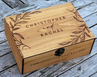 Custom Memory Keepsake Wooden Love Box with Personalization - Wedding card box, Valentines Couple Gift for Him, Her, Boyfriend, Girlfriend