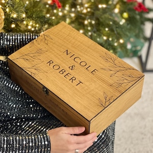 Christmas Personalization Custom Memory Keepsake Wooden Love Box Engagement Couple Gift for Him Her Boyfriend Girlfriend Husband Wife Son