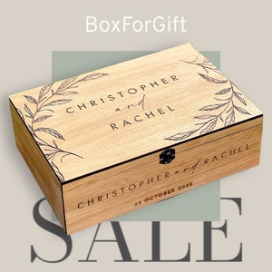 Personalisierung Holz Memory Andenken Hochzeitskarte Box, Weihnachten Verlobung, Paar Jahrestag Geschenk für Sie, Ihn, Freund, Freundin
