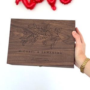 Scatola di legno per ricordi e personalizzazione natalizia - Scatola postale per lettere di nozze, regalo di coppia per lui, lei, fidanzato, fidanzata