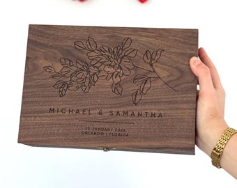 Christmas Personalization Memory Keepsake Wooden Love Box - Wedding card letter post box, Couple Gift for Him, Her, Boyfriend, Girlfriend