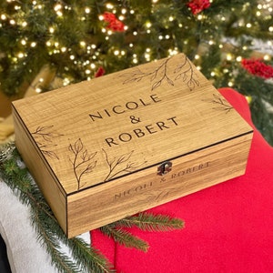 Personalization Custom Memory Keepsake Wooden Box, Christmas Wedding, Engagement, Couple, Anniversary Gift for Him Her Boyfriend, Girlfriend