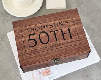 Anniversary Keepsake Box, Personalized Wooden Memory Box with Custom Engraving, Unique Gift for Wife, Husband, Parents or Loving Couple
