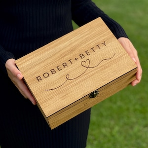 Scatola ricordo personalizzata in legno con testo personalizzato, regalo di fidanzamento natalizio, regalo di coppia per lui, lei, fidanzato, fidanzata, scatola della vigilia