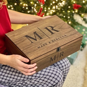 Personalization Custom Memory Keepsake Wooden Love Box Wedding, Engagement, Couple Gift for Him Her Boyfriend Girlfriend Christmas gift box