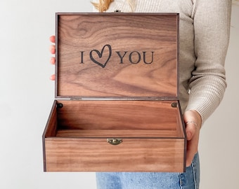 Personalisierung Benutzerdefinierte Erinnerung Andenken Holz Liebe Box Hochzeit Weihnachten Paar Jahrestag Valentinstag Geschenk für Ihn Her Freund Freundin