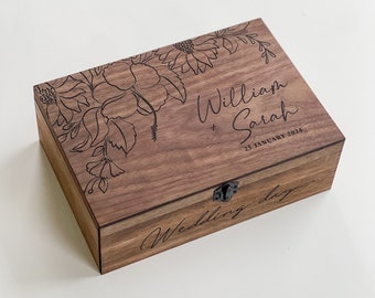 Scatola dell'amore in legno per ricordi personalizzati con personalizzazione - Scatola per biglietti di matrimonio, fidanzamento, regalo di coppia per lui, lei, fidanzato, fidanzata