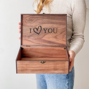 Personalização Personalizada Lembrança de Memória Caixa de Amor de Madeira Casamento Noivado Casal Aniversário Presente de Dia dos Namorados para Ele Namorado e Namorada