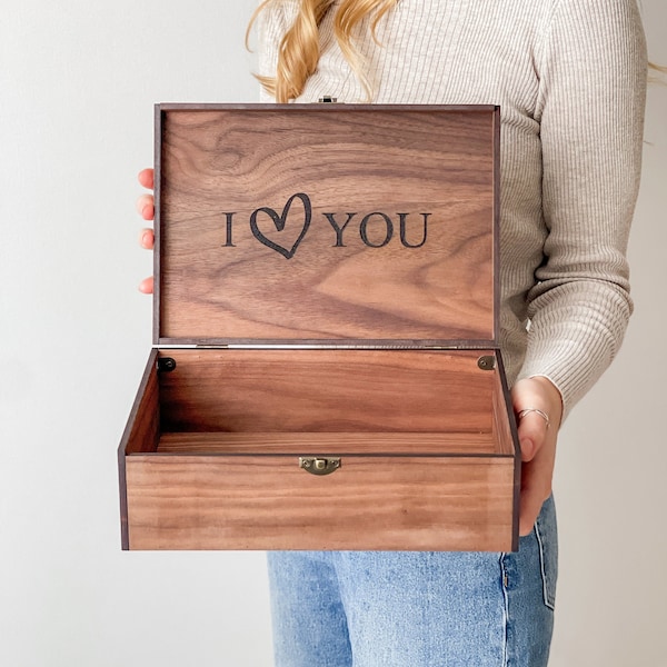 Personalization Custom Memory Keepsake Wooden Love Box Wedding, Engagement, Couple, Anniversary Gift for Him, Her, Boyfriend, Girlfriend