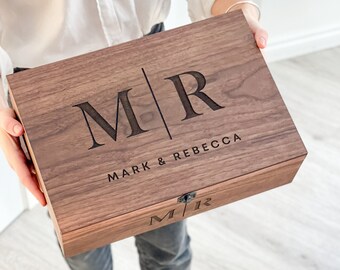 Personalisierung Benutzerdefinierte Memory Andenken Holz Liebe Box Hochzeit, Verlobung, Paar Geschenk für Ihn Ihr Freund Freundin Valentinstag Geschenk