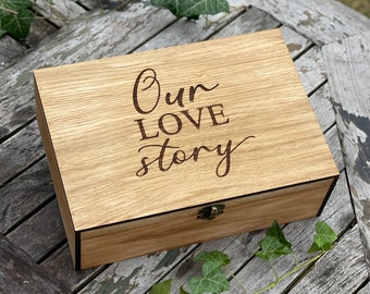 Love box souvenir en bois personnalisé - mariage, fiançailles, cadeau de couple d'anniversaire pour lui, elle, petit ami, petite amie, soeur, frère