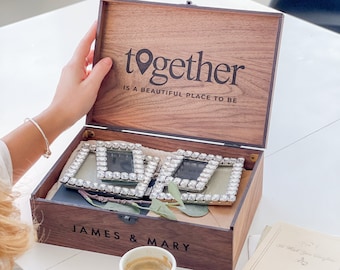 Personalization Memory Keepsake Wooden Box, Christmas Wedding, Engagement, Couple, Anniversary Gift for Him Her Men Boyfriend, Girlfriend
