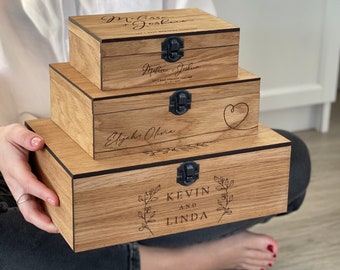 Personnalisation Coffret souvenir personnalisé en bois pour mariage, fiançailles, cadeau couple pour lui, elle, petit ami, petite amie, cadeau de Pâques