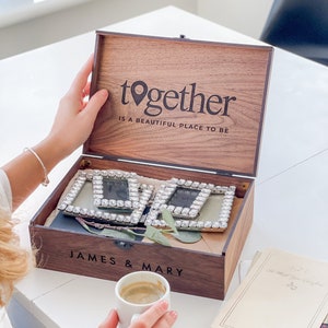 Personalization Memory Keepsake Wooden Box, Christmas Wedding, Engagement, Couple, Anniversary Gift for Him Her Men Boyfriend, Girlfriend