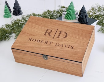 Personalized Memory Keepsake Wooden Box Christmas Gift Box for Him, Her, Boyfriend, Girlfriend, Couple, Anniversary, Engagement, Wedding