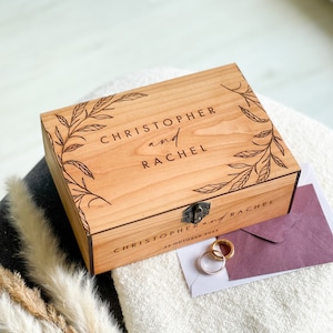 Custom Memory Keepsake Wooden Love Box with Personalization Wedding card box, Engagement, Couple Gift for Him, Her, Boyfriend, Girlfriend image 7