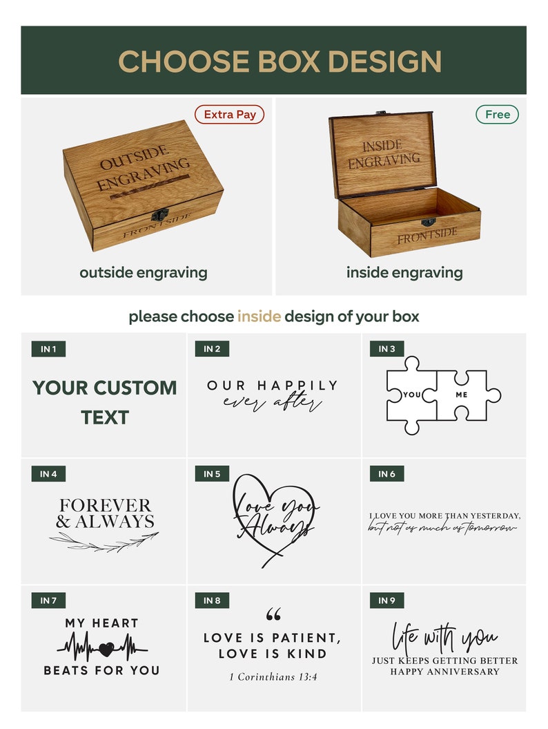 Benutzerdefinierte Liebesbox aus Holz mit Personalisierung Hochzeitskartenbox, Verlobung, Paargeschenk für Sie, Ihn, Freund, Freundin Bild 8