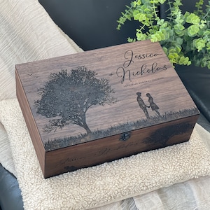 Custom Memory Keepsake Wooden Engraved Love Box with Personalization Engagement, Couple Gift for Him Her Boyfriend Girlfriend Christmas gift