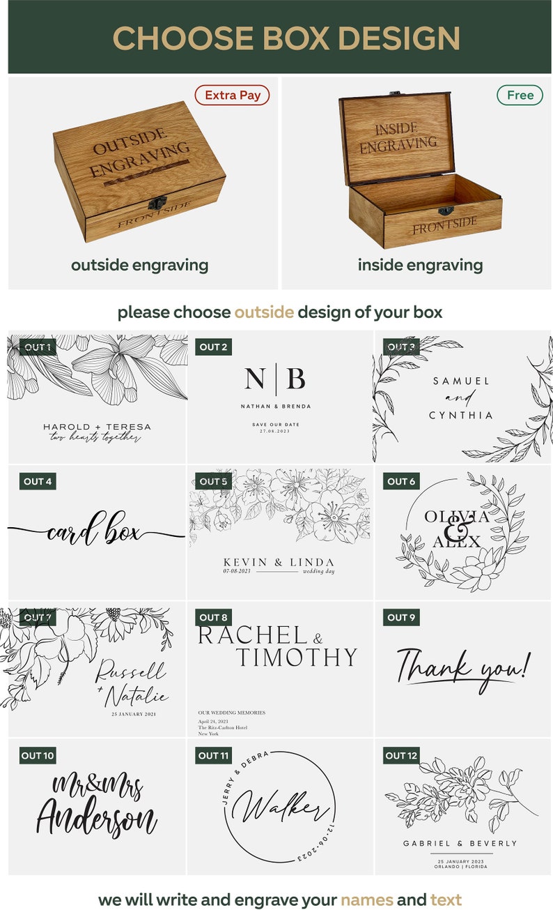 Benutzerdefinierte Liebesbox aus Holz mit Personalisierung Hochzeitskartenbox, Verlobung, Paargeschenk für Sie, Ihn, Freund, Freundin Bild 9