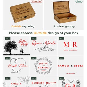 Personalization Custom Memory Keepsake Wooden Love Box Christmas Valentines Wedding, Engagement Couple Gift for Him Her Boyfriend Girlfriend image 13