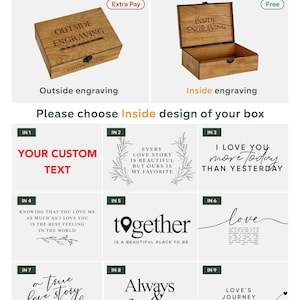 Personalization Custom Memory Keepsake Wooden Love Box Christmas Valentines Wedding, Engagement Couple Gift for Him Her Boyfriend Girlfriend image 12