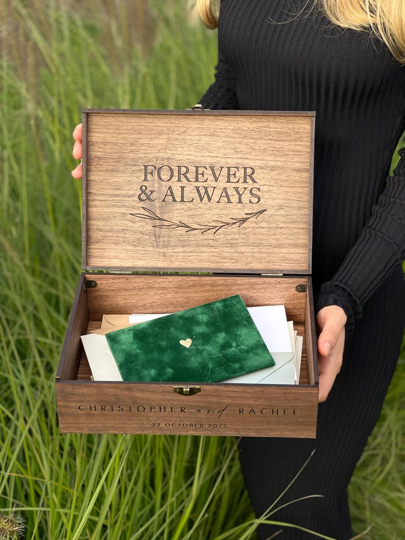 Custom Memory Keepsake Wooden Love Box With Personalization - Wedding ...