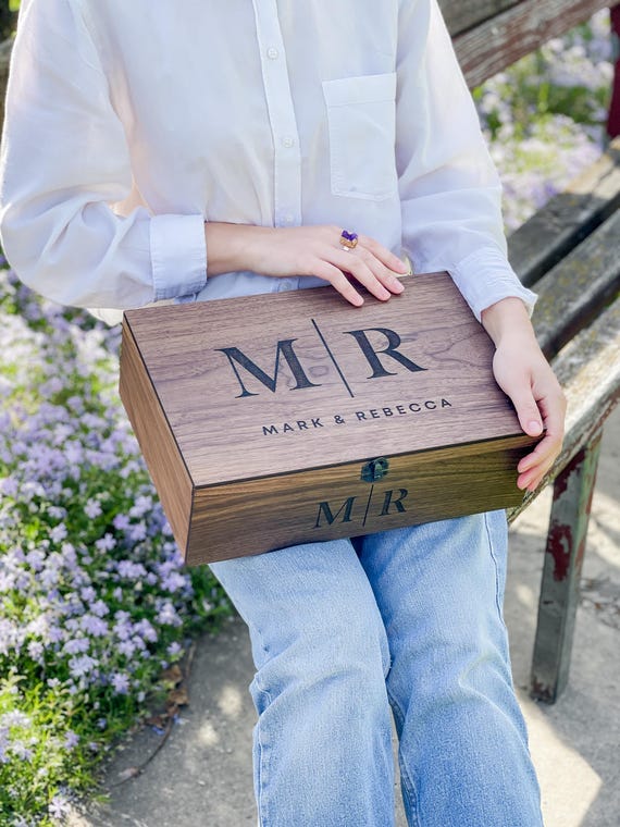 Personalization Custom Memory Keepsake Wooden Love Box Christmas Valentines Wedding, Engagement Couple Gift for Him Her Boyfriend Girlfriend