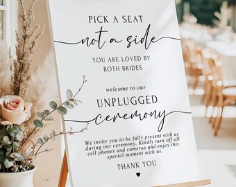 Both Brides Pick a Seat Sign Wedding Open Seating Sign Modern Minimalist Wedding Sign Boho Wedding Signs Open Seating Unplugged Ceremony