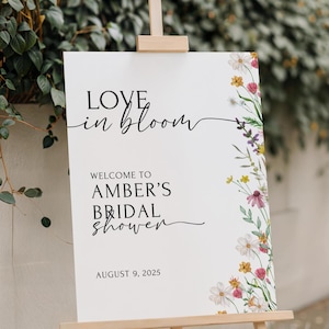 Love in Bloom Bridal Shower Welcome Sign Wildflower Bridal Shower Sign Floral Bridal Shower Sign Garden Bridal Sign PRINTED & SHIPPED