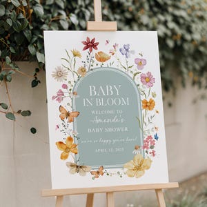 Printed and Shipped Baby in Bloom Baby Shower Sign Wildflower Baby Shower Welcome Sign Baby in Bloom Sign Girl Baby Shower Decor