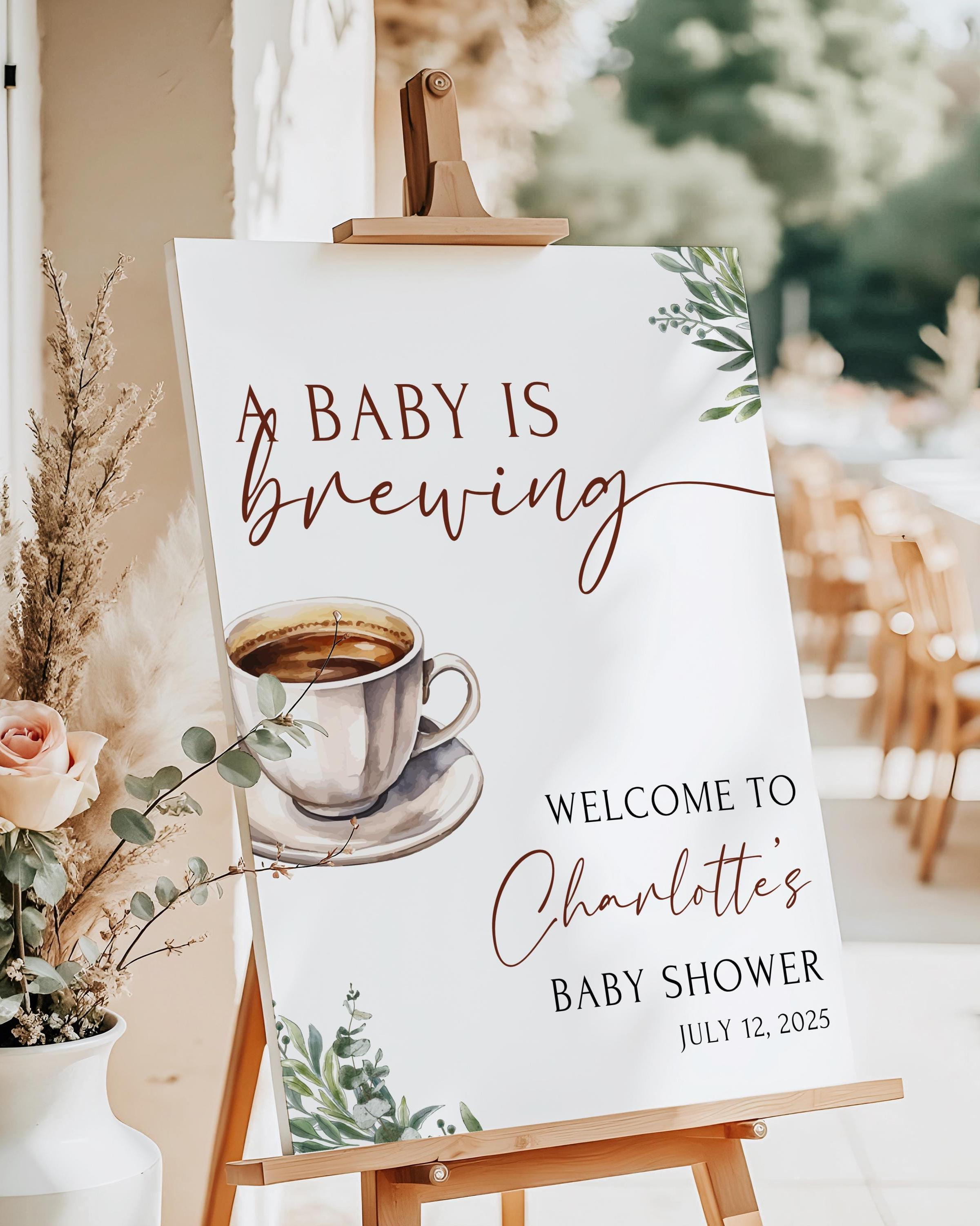 A Baby is Brewing Baby Shower Welcome Sign Coffee Baby Shower Welcome Sign Coffee Themed Baby Shower Welcome Poster Printed Sign