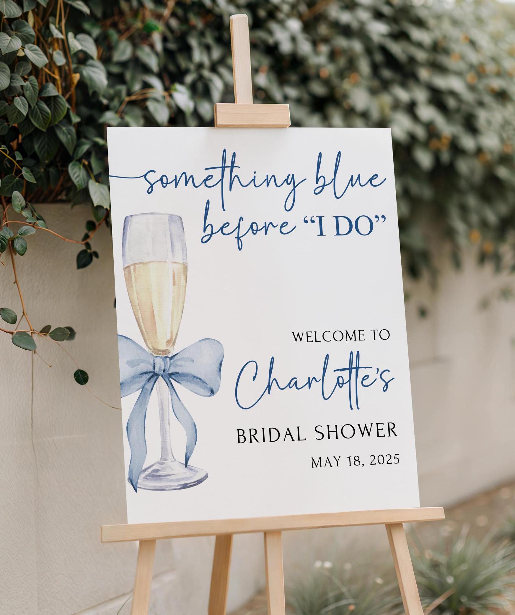 Printed and Shipped Something Blue Before I Do Bridal Sign, Blue Bow Bridal Shower Sign, Bridal Shower Welcome Sign, Bridal Shower Decor