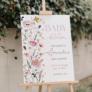 Printed and Shipped Baby in Bloom Baby Shower Sign Wildflower Baby Shower Welcome Sign Baby in Bloom Sign Girl Baby Shower Decor